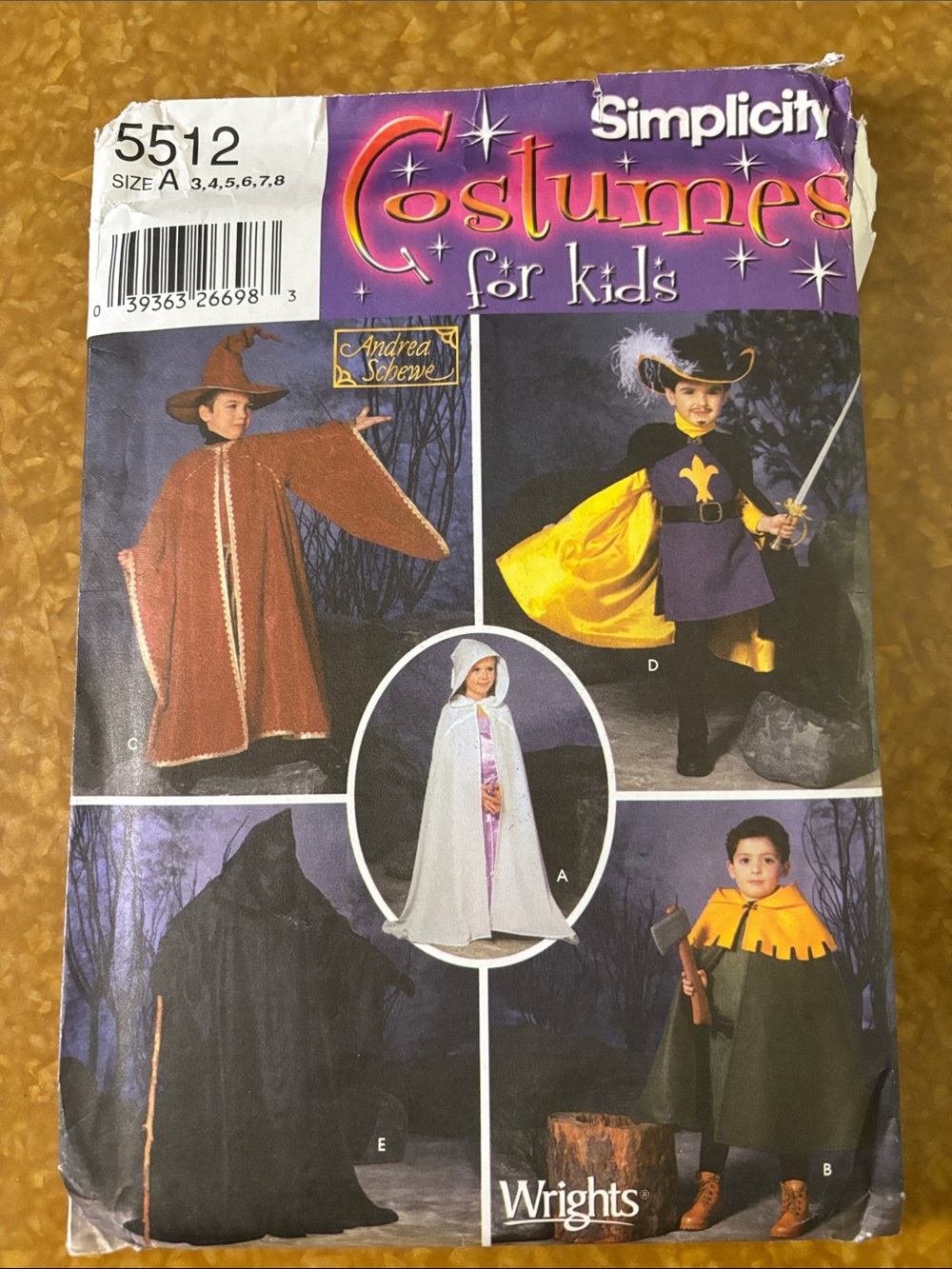 Simplicity Costumes for Kids Pattern 5512  Size A (3-8) 2003 Cloaks, capes, hats